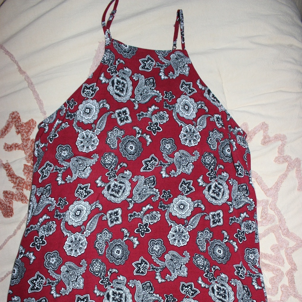Forever 21 red and white patterned a-line dress